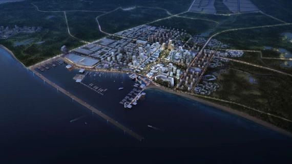 OBERMEYER Hainan Wenchang Mulan Bay Urban Design Aerial Night